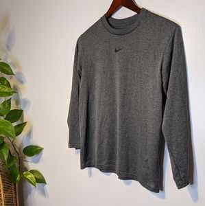 Nike DRI-FIT Boys Fitted Long Sleeve Gray Shirt Top Large L